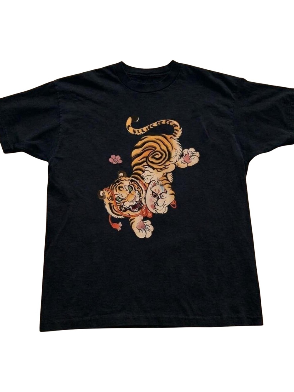 Gildan Black Graphic Tiger Print T-Shirt